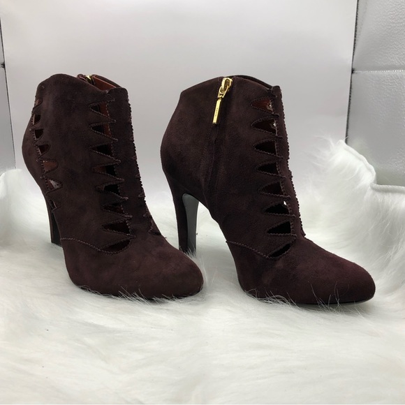 ‼️SALE‼️✨AERIN Zip-Up Suede Booties Eggplant Wmn Sz 7 - Picture 7 of 12